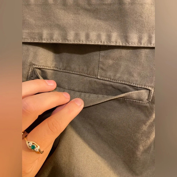 FRAME||  Commander Olive Green Paper Bag WaistTwill Ankle Pants Size 27 - Picture 5 of 10